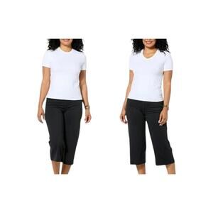 Joy Collection Women's Two Performance Tees w/ Headband White - Regular